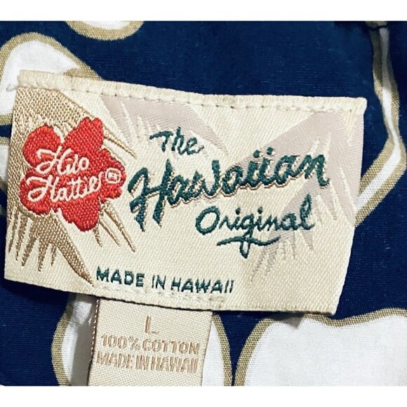 Hilo Hattie Womens Large Hawaiian Dress Sleeveless Sheath Blue Floral Cotton - Picture 5 of 6